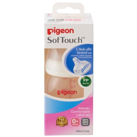 Pigeon Wide Neck PP Bottle with SofTouch Peristaltic Plus Teat - 160ml image 0 Large Image
