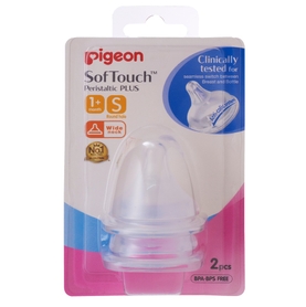 Pigeon Wide Neck SofTouch Peristaltic Plus Teat - S - 2 Pack