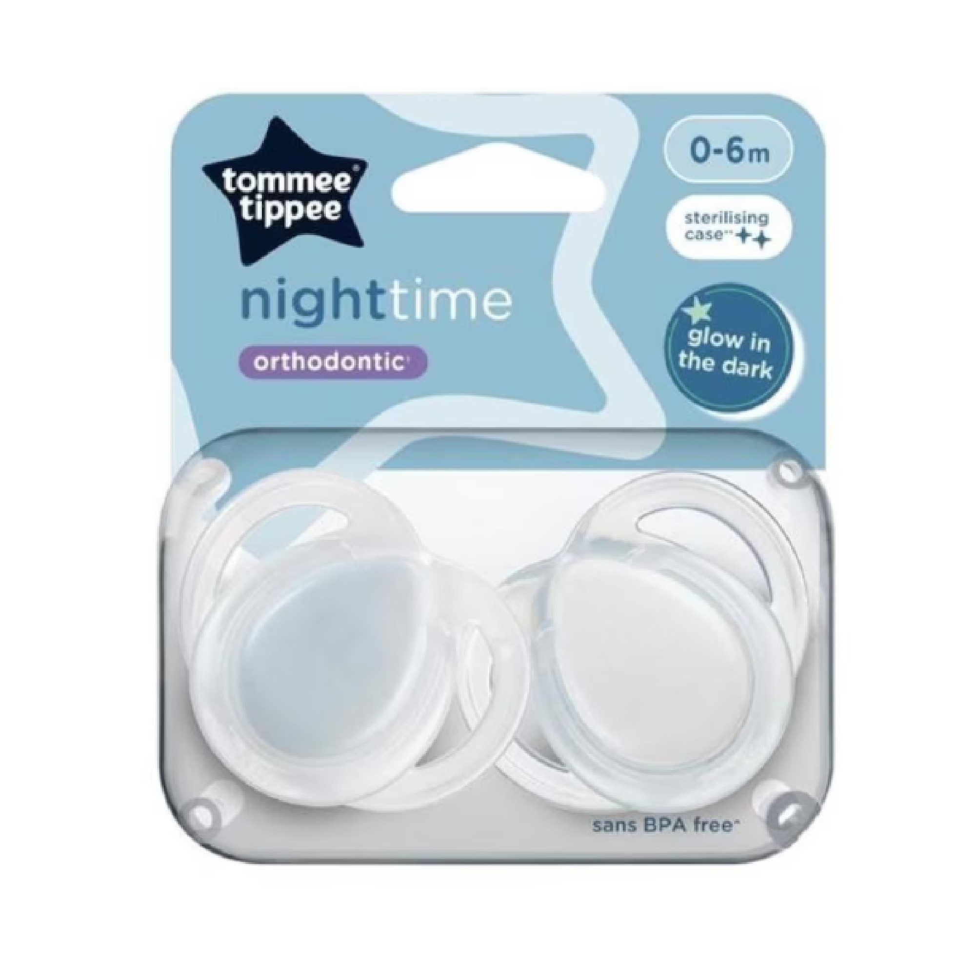 Tommee Tippee Closer To Nature Soother Night Time 06M 2 Pack
