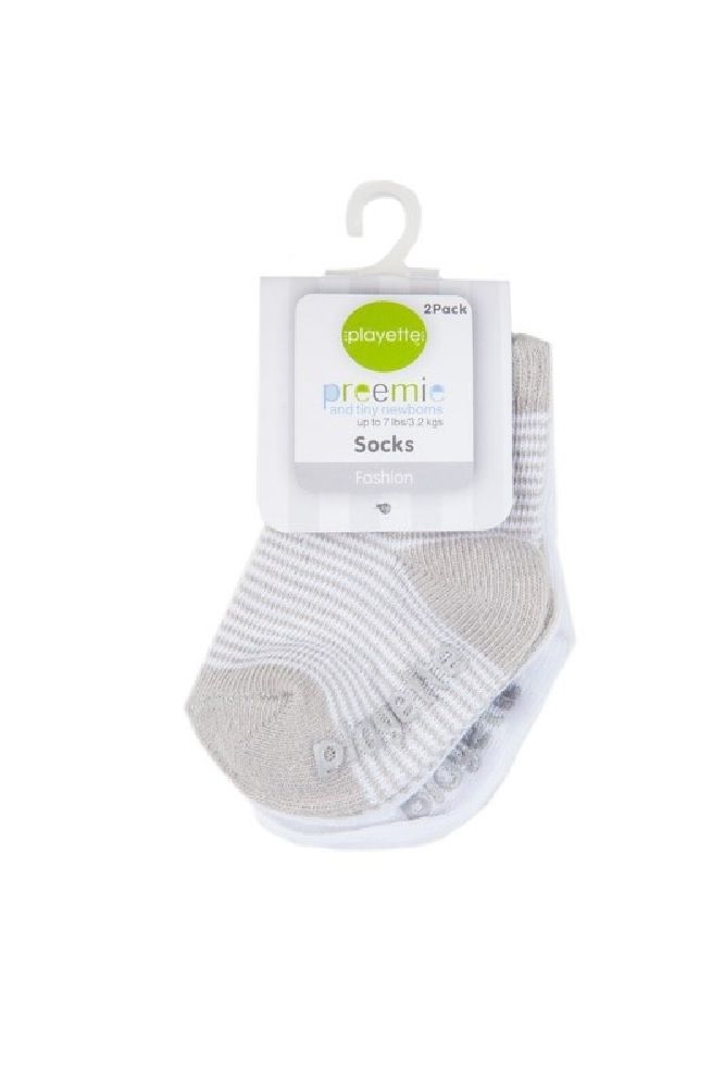 Playette 2 Pack Socks Preemie Grey | Baby Bunting AU