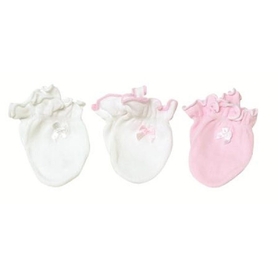 Playette Newborn Mittens Essential Pink / White 3 Pack