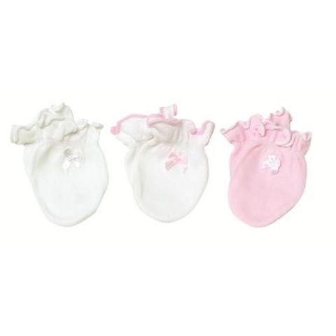 Playette Newborn Mittens Essential Pink / White 3 Pack image 0 Large Image