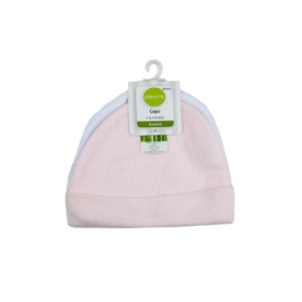 Playette Newborn Caps Bamboo Pink White / Pink 2 Pack