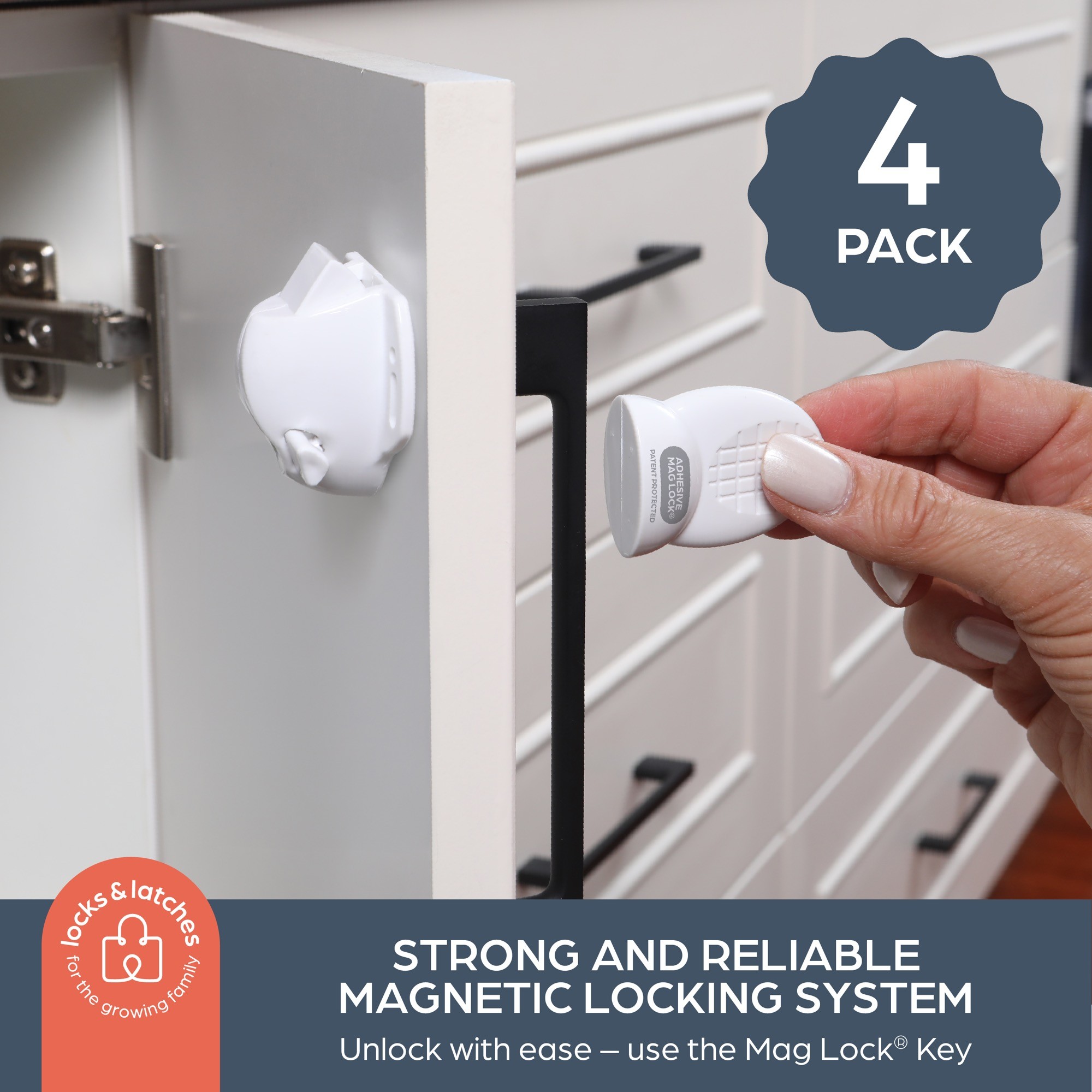 Dreambaby Adhesive Mag Locks (4 Locks & 1 Key) Latches, Locks & Plugs
