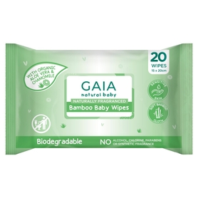 Gaia Bamboo Wipes 20 Pk