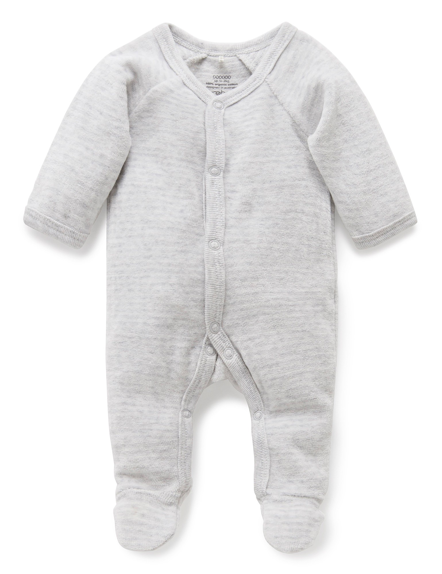 Purebaby Premmie Growsuit Pale Grey Size 3