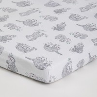 Bilbi Organic Cotton Cot Fitted Sheet Foliage Stone